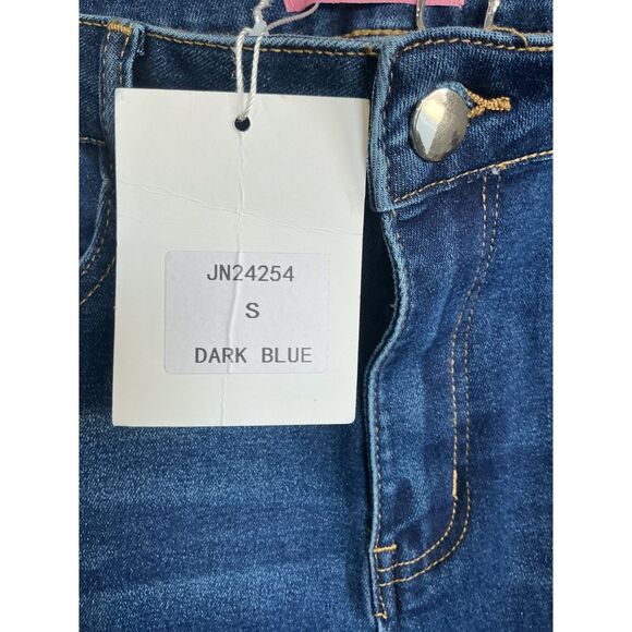 JJ's Fairyland Dark Blue Jeans, Denim shiny pockets and side strips. Wide Legs S - Picture 3 of 6